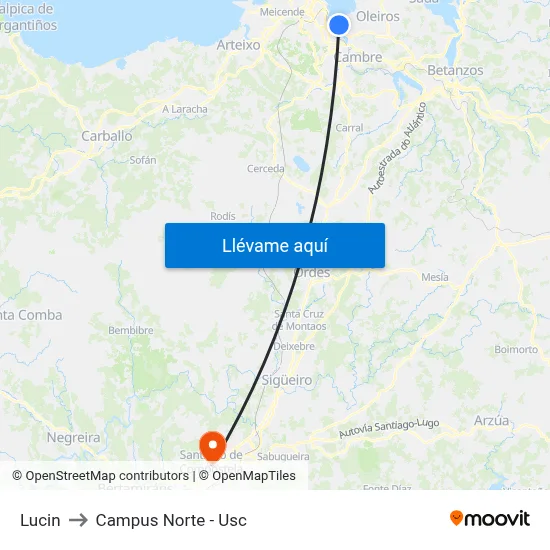 Lucin to Campus Norte - Usc map