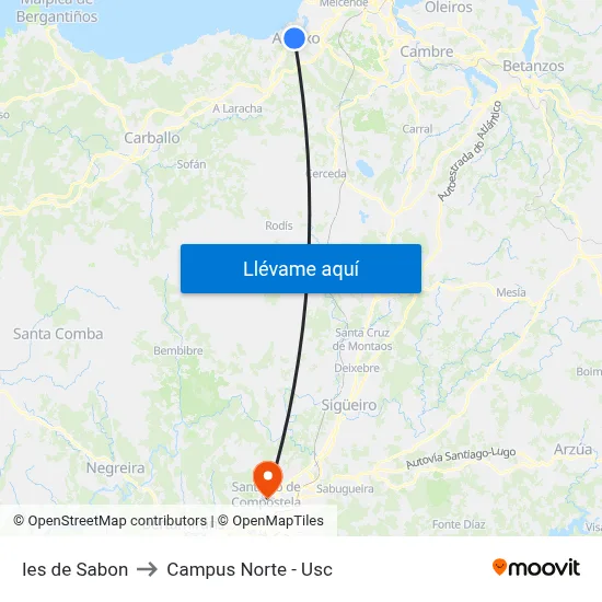 Ies de Sabon to Campus Norte - Usc map