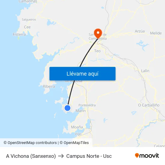 A Vichona (Sanxenxo) to Campus Norte - Usc map