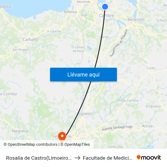 Rosalía de Castro(Limoeiros) to Facultade de Medicina map