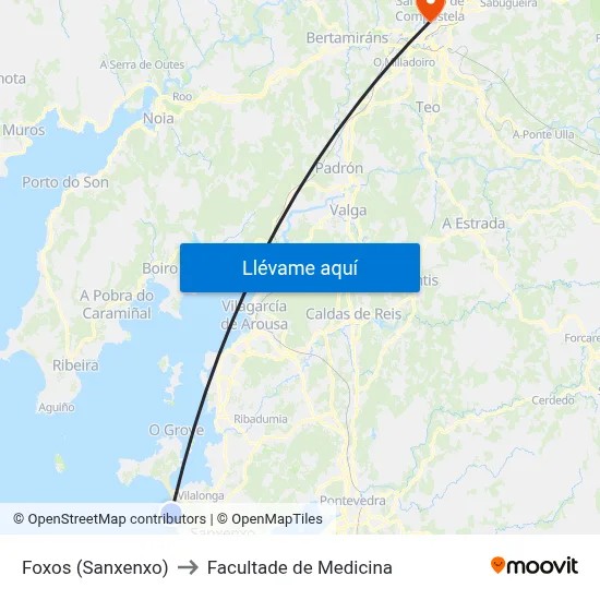 Foxos (Sanxenxo) to Facultade de Medicina map