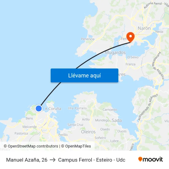 Manuel Azaña, 26 to Campus Ferrol - Esteiro - Udc map