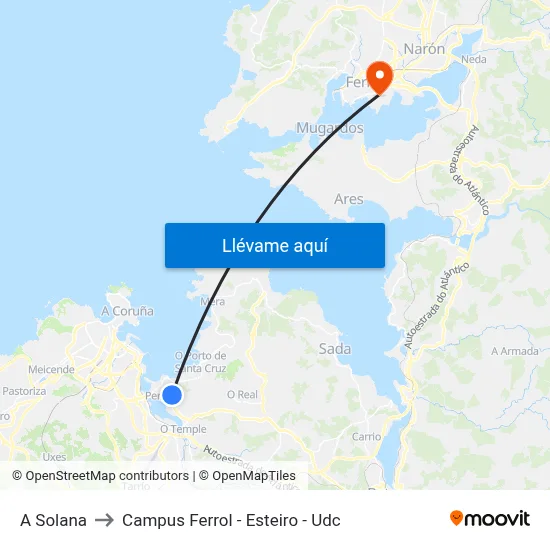 A Solana to Campus Ferrol - Esteiro - Udc map