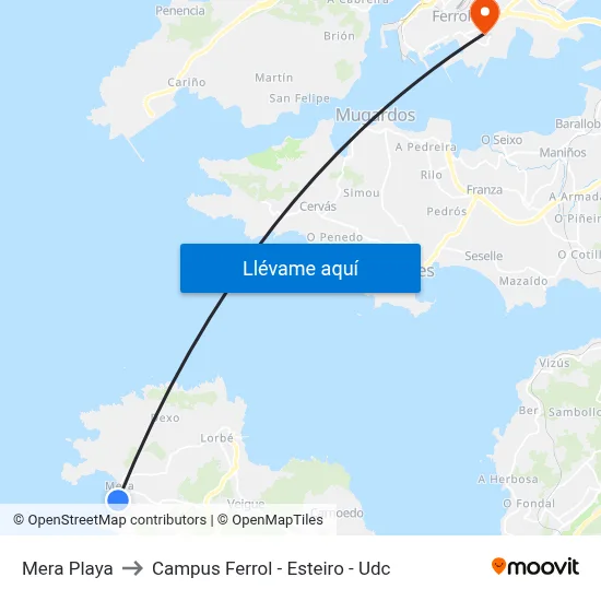 Mera Playa to Campus Ferrol - Esteiro - Udc map