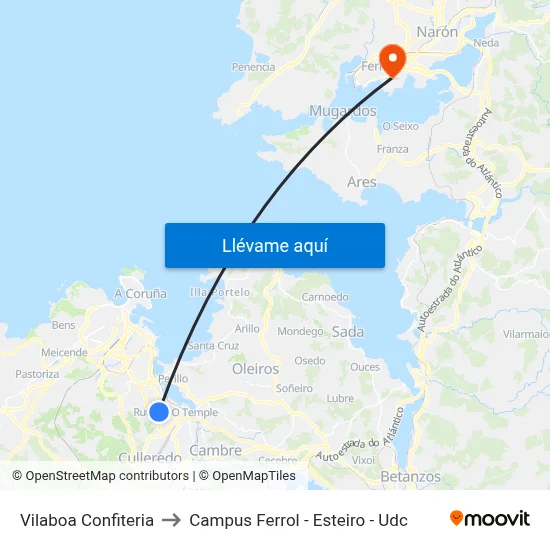 Vilaboa Confiteria to Campus Ferrol - Esteiro - Udc map