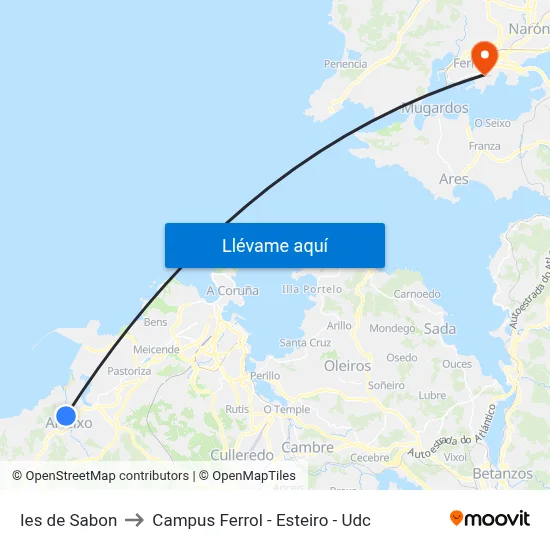 Ies de Sabon to Campus Ferrol - Esteiro - Udc map