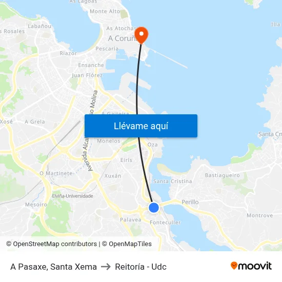 A Pasaxe, Santa Xema to Reitoría - Udc map