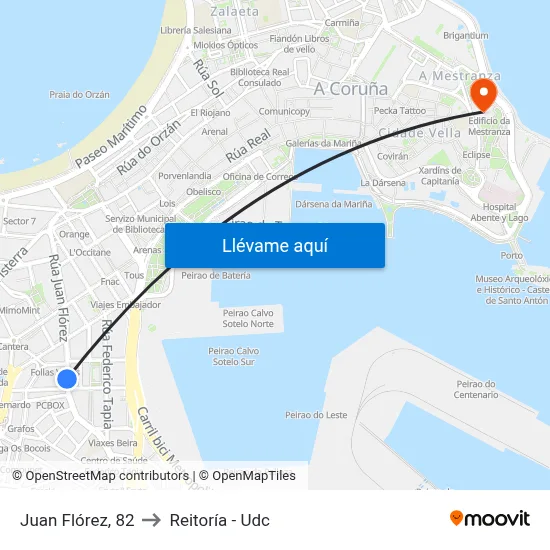 Juan Flórez, 82 to Reitoría - Udc map