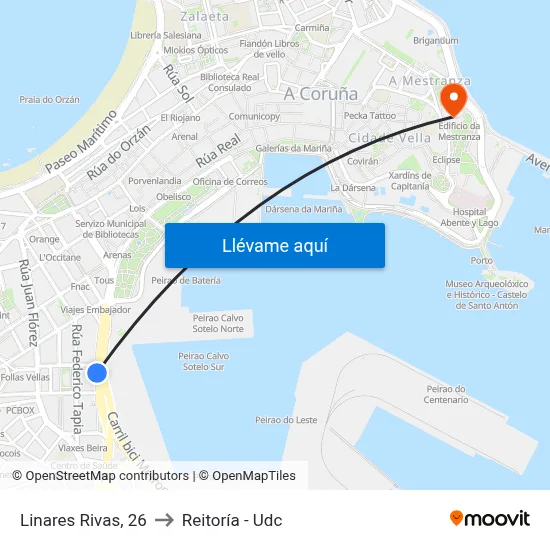 Linares Rivas, 26 to Reitoría - Udc map