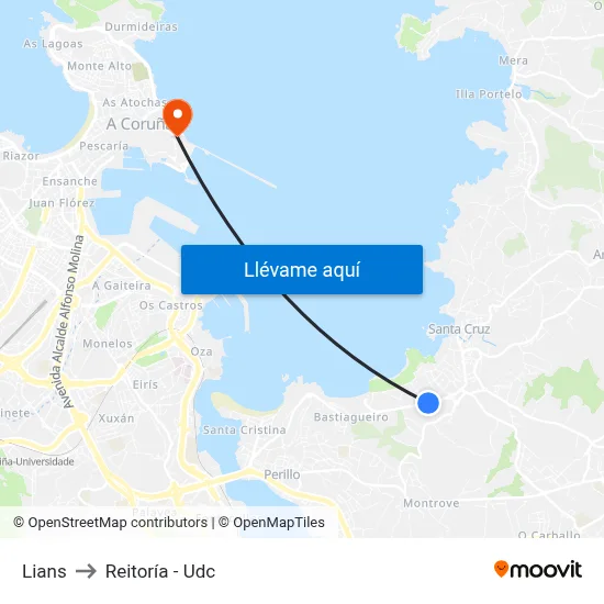 Lians to Reitoría - Udc map