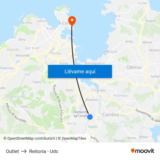 Outlet to Reitoría - Udc map