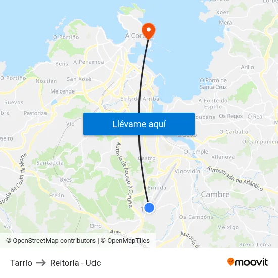 Tarrío to Reitoría - Udc map