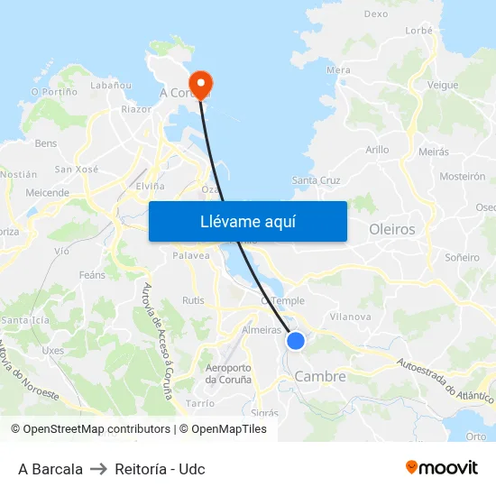 A Barcala to Reitoría - Udc map