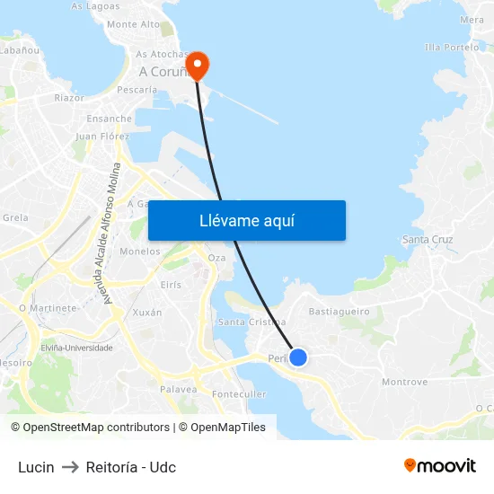 Lucin to Reitoría - Udc map