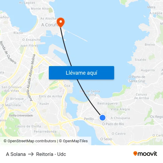 A Solana to Reitoría - Udc map