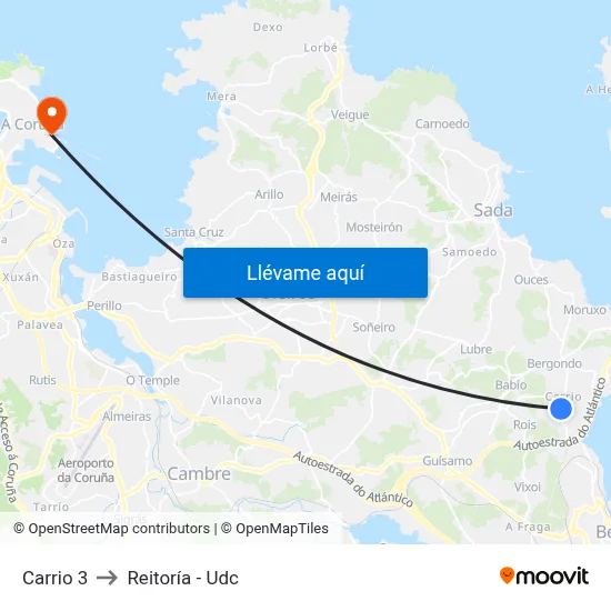 Carrio 3 to Reitoría - Udc map