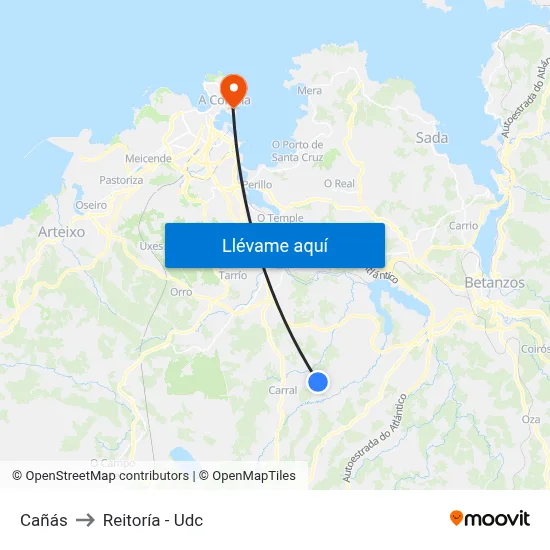 Cañás to Reitoría - Udc map