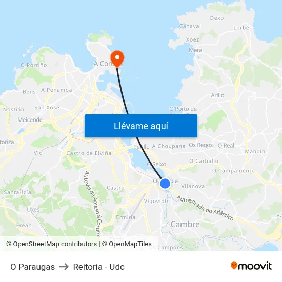 O Paraugas to Reitoría - Udc map