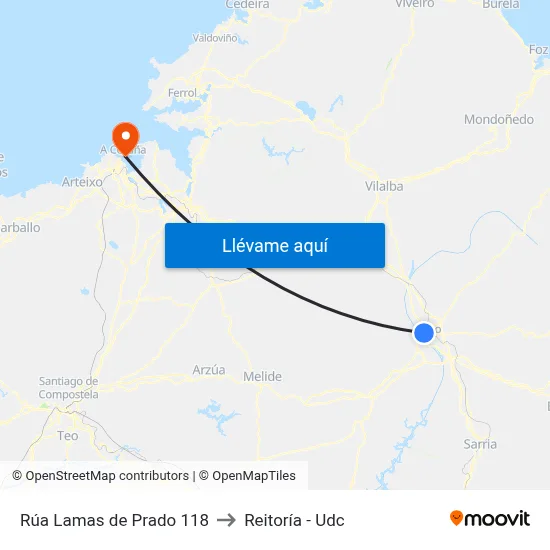 Rúa Lamas de Prado 118 to Reitoría - Udc map