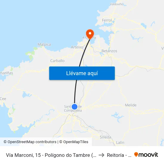 Vía Marconi, 15 - Polígono do Tambre (Santiago) to Reitoría - Udc map