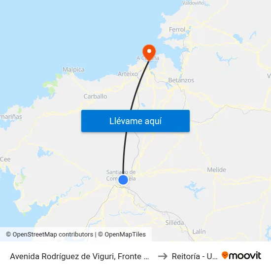 Avenida Rodríguez de Viguri, Fronte Ao 16 to Reitoría - Udc map