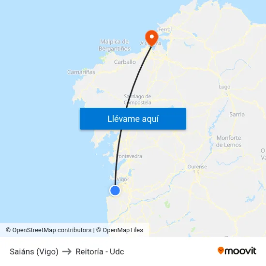 Saiáns (Vigo) to Reitoría - Udc map