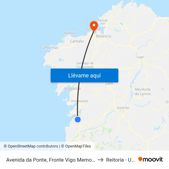 Avenida da Ponte, Fronte Vigo Memorial to Reitoría - Udc map