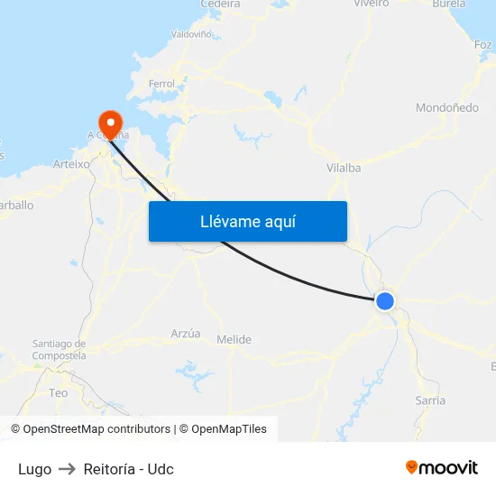 Lugo to Reitoría - Udc map