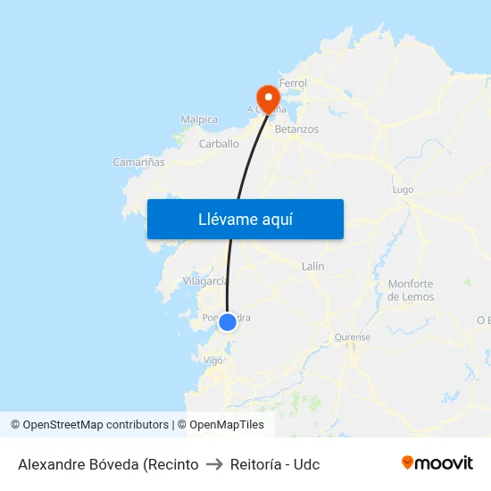 Alexandre Bóveda (Recinto to Reitoría - Udc map