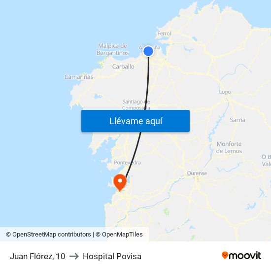 Juan Flórez, 10 to Hospital Povisa map