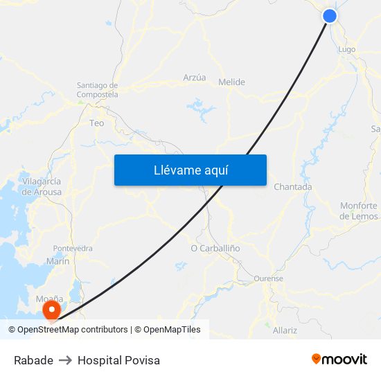 Rabade to Hospital Povisa map