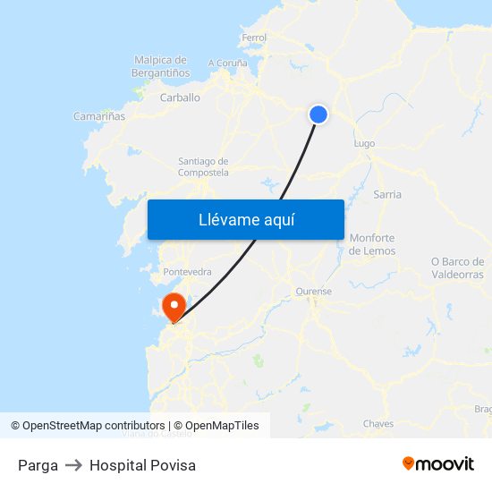 Parga to Hospital Povisa map