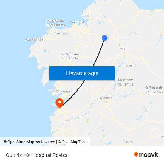 Guitiriz to Hospital Povisa map