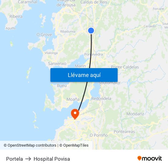 Portela to Hospital Povisa map