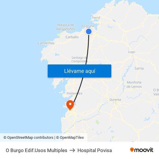 O Burgo Edif.Usos Multiples to Hospital Povisa map