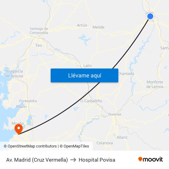 Av. Madrid (Cruz Vermella) to Hospital Povisa map
