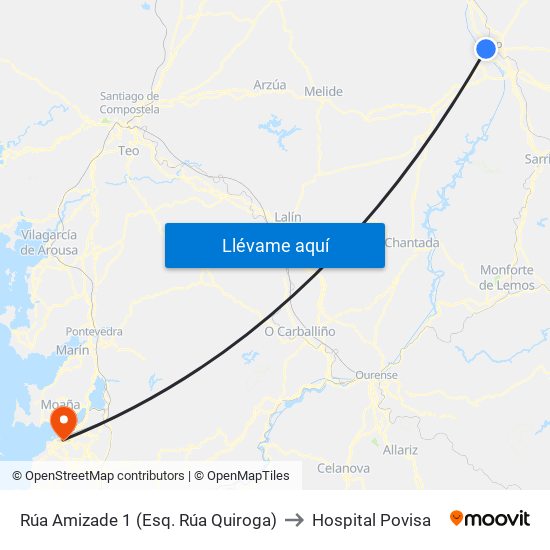 Rúa Amizade 1 (Esq. Rúa Quiroga) to Hospital Povisa map