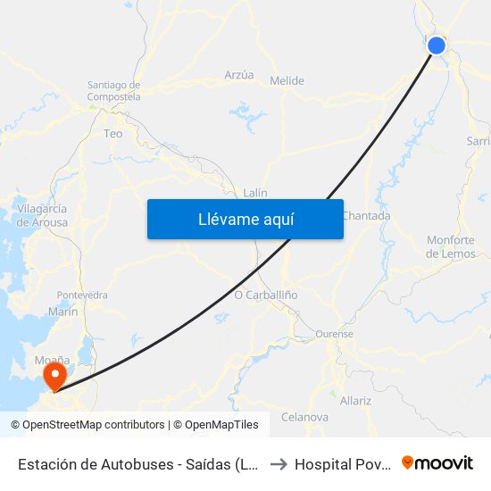 Estación de Autobuses - Saídas (Lugo) to Hospital Povisa map