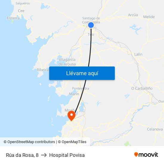 Rúa da Rosa, 8 to Hospital Povisa map