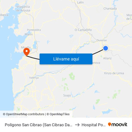 Polígono San Cibrao (San Cibrao Das Viñas) to Hospital Povisa map