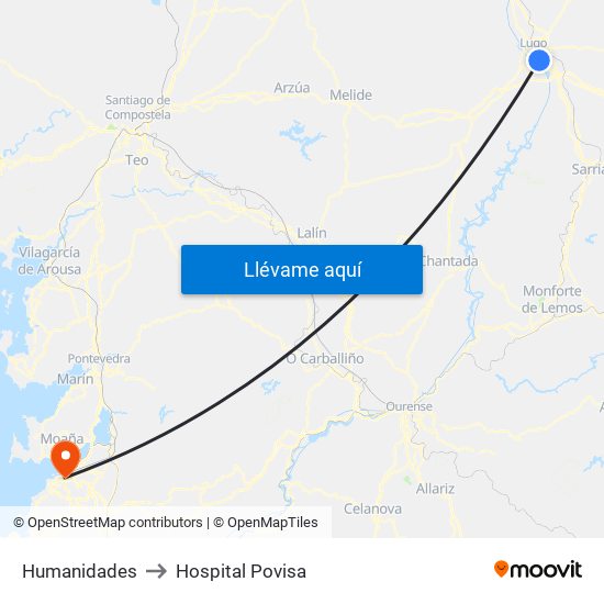 Humanidades to Hospital Povisa map