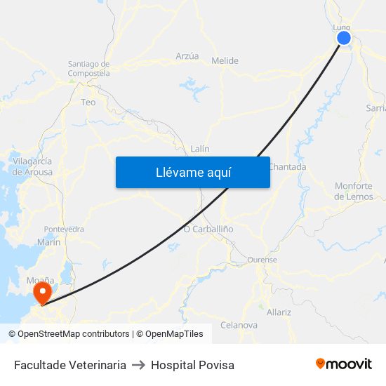 Facultade Veterinaria to Hospital Povisa map