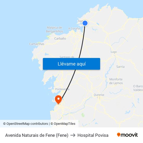 Avenida Naturais de Fene (Fene) to Hospital Povisa map