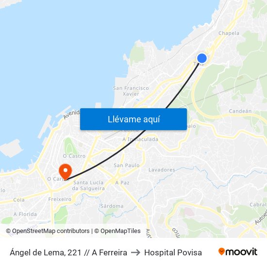 Ángel de Lema, 221 // A Ferreira to Hospital Povisa map