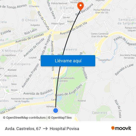 Avda. Castrelos, 67 to Hospital Povisa map