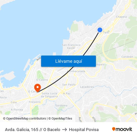 Avda. Galicia, 165 // O Bacelo to Hospital Povisa map