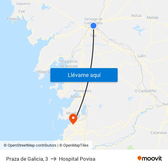 Praza de Galicia, 3 to Hospital Povisa map