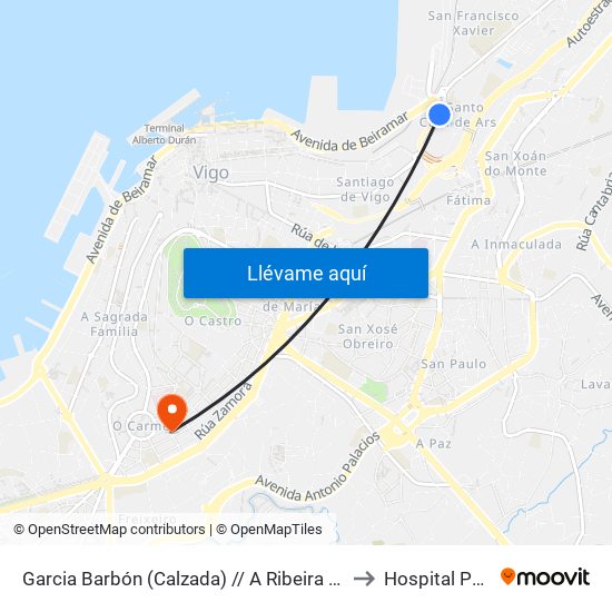 Garcia Barbón (Calzada) // A Ribeira da Calzada to Hospital Povisa map