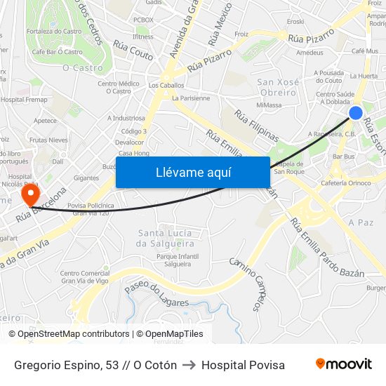 Gregorio Espino, 53 // O Cotón to Hospital Povisa map