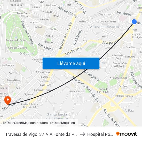 Travesía de Vigo, 37 // A Fonte da Palmeira to Hospital Povisa map